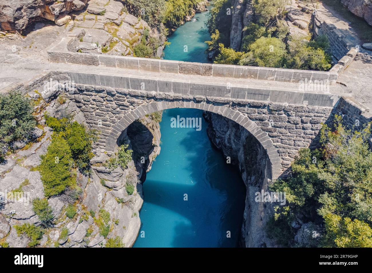 Koprulu ancient bridge in Tazi canyon in Antalya region Stock Photo