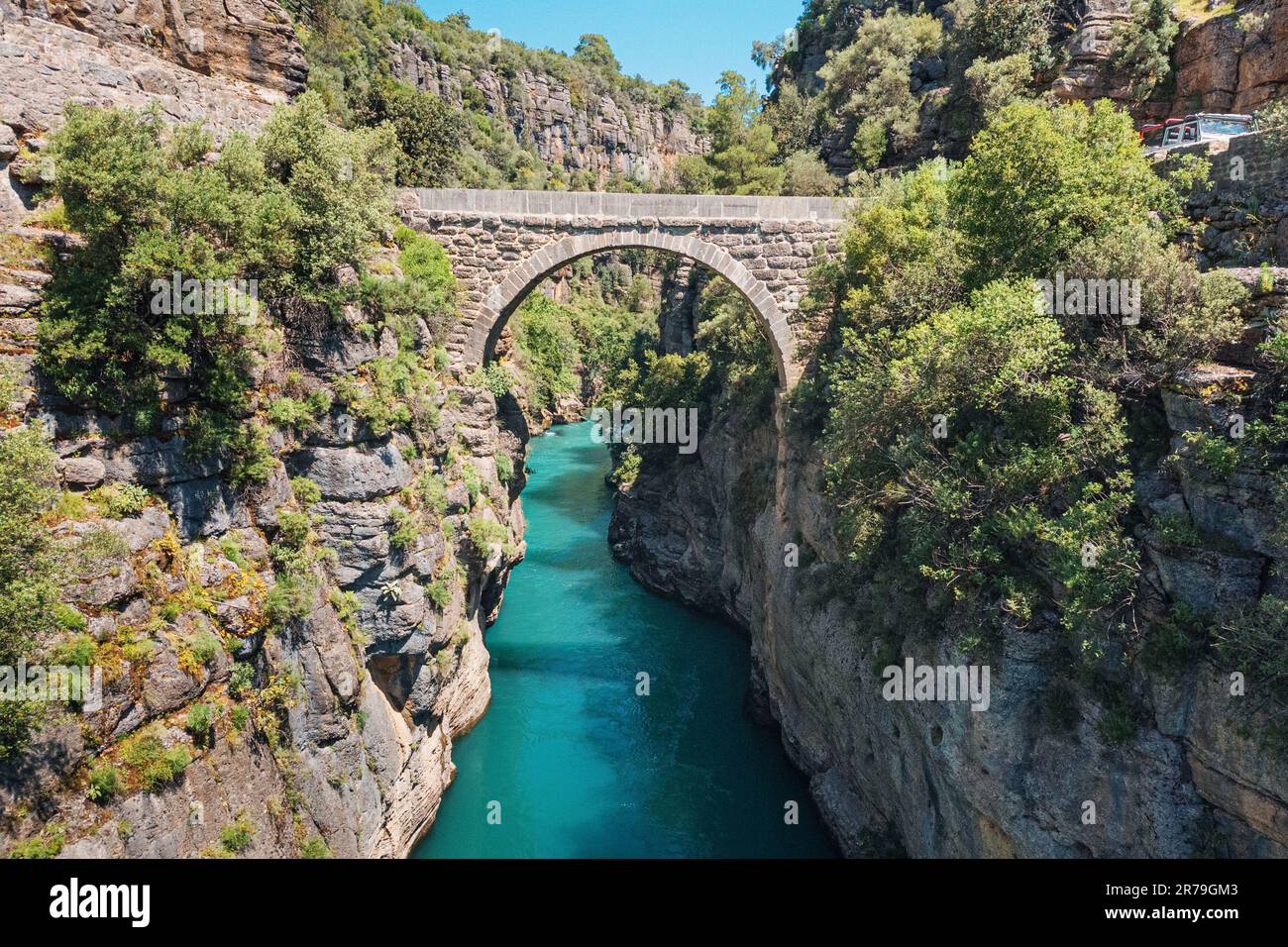 Koprulu ancient bridge in Tazi canyon in Antalya region Stock Photo