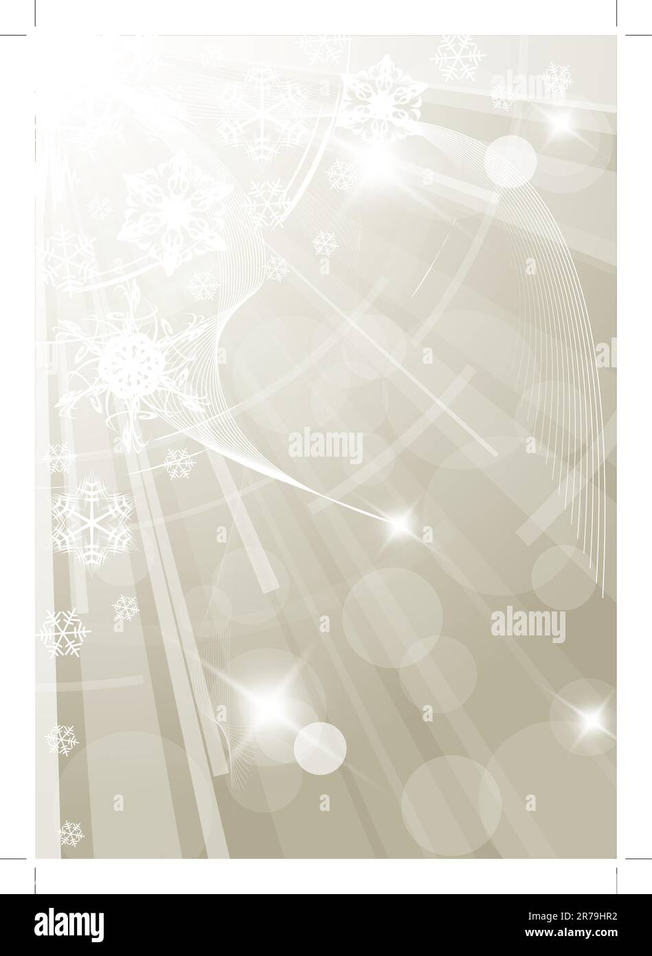 Christmas background with white snowflakes light golden version Stock Vector