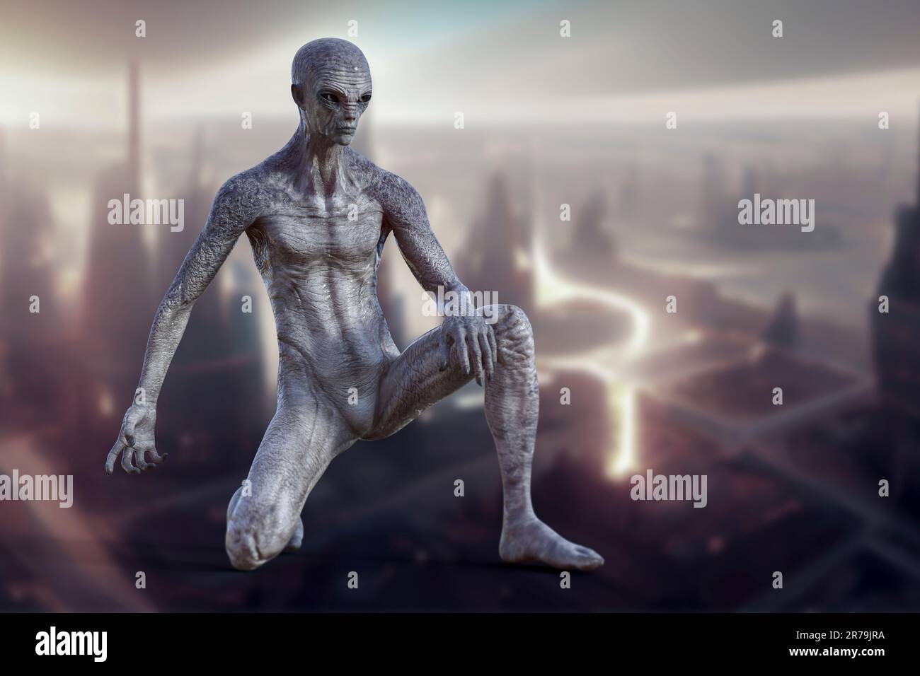 Humanoid alien with photo realistic highly detailed skin texture, 3D ...