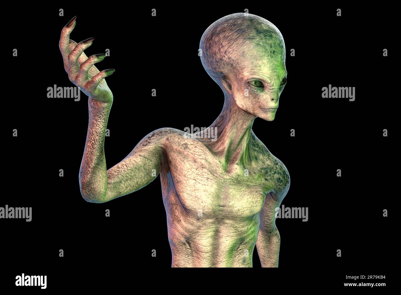 Humanoid alien with photo realistic highly detailed skin texture ...