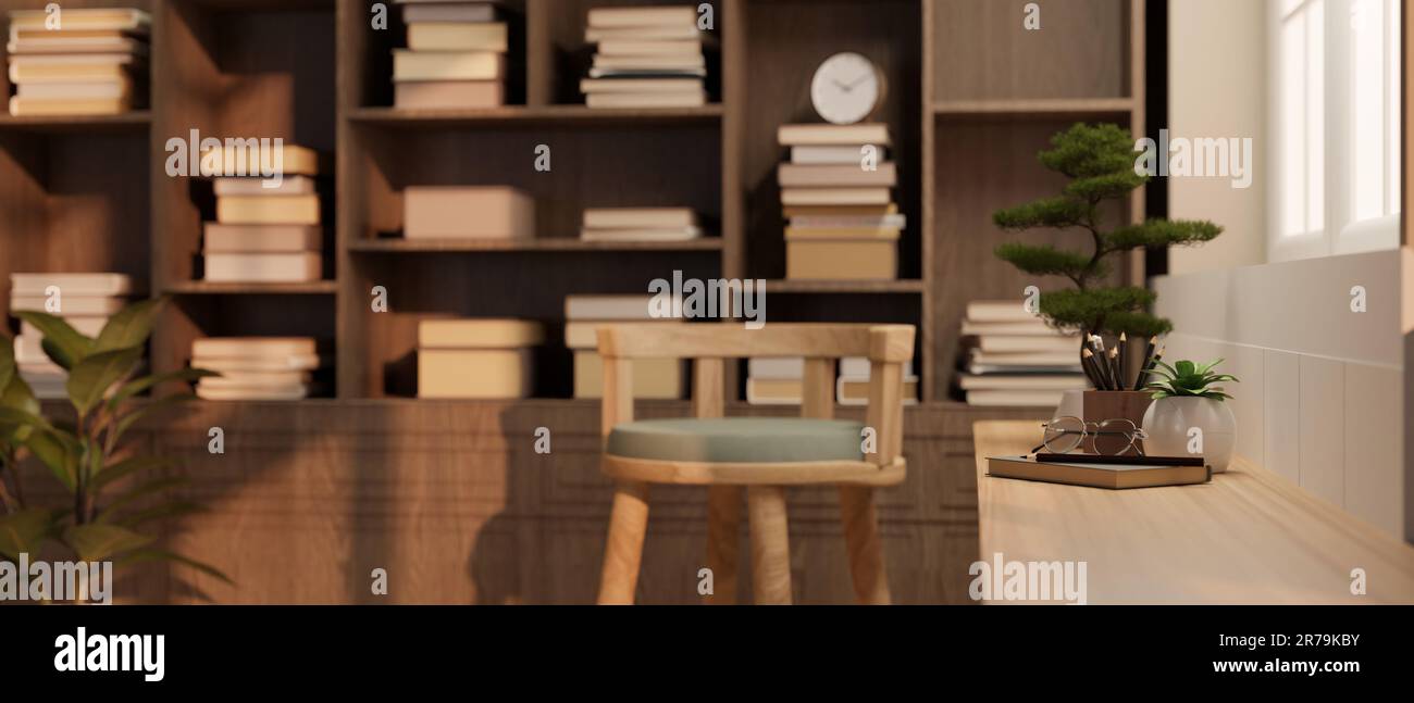 Close-up rear view image of a copy space on a wooden console table ...