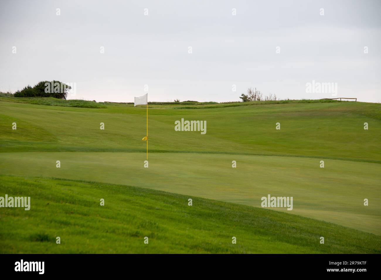 Green golf course perfectly cut, in a housing complex by the sea Stock Photo Alamy