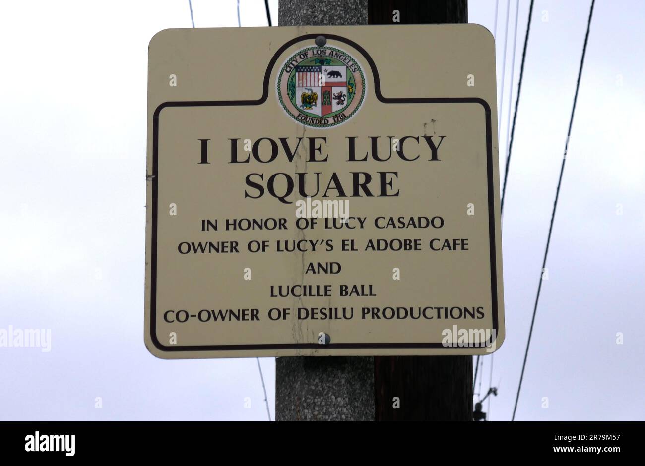 Los Angeles, California, USA 10th June 2023 I Love Lucy Square Sign on June 10, 2023 in Los Angeles, California, USA. Photo by Barry King/Alamy Stock Photo Stock Photo