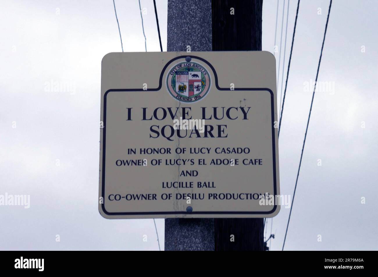 Los Angeles, California, USA 10th June 2023 I Love Lucy Square Sign on June 10, 2023 in Los Angeles, California, USA. Photo by Barry King/Alamy Stock Photo Stock Photo