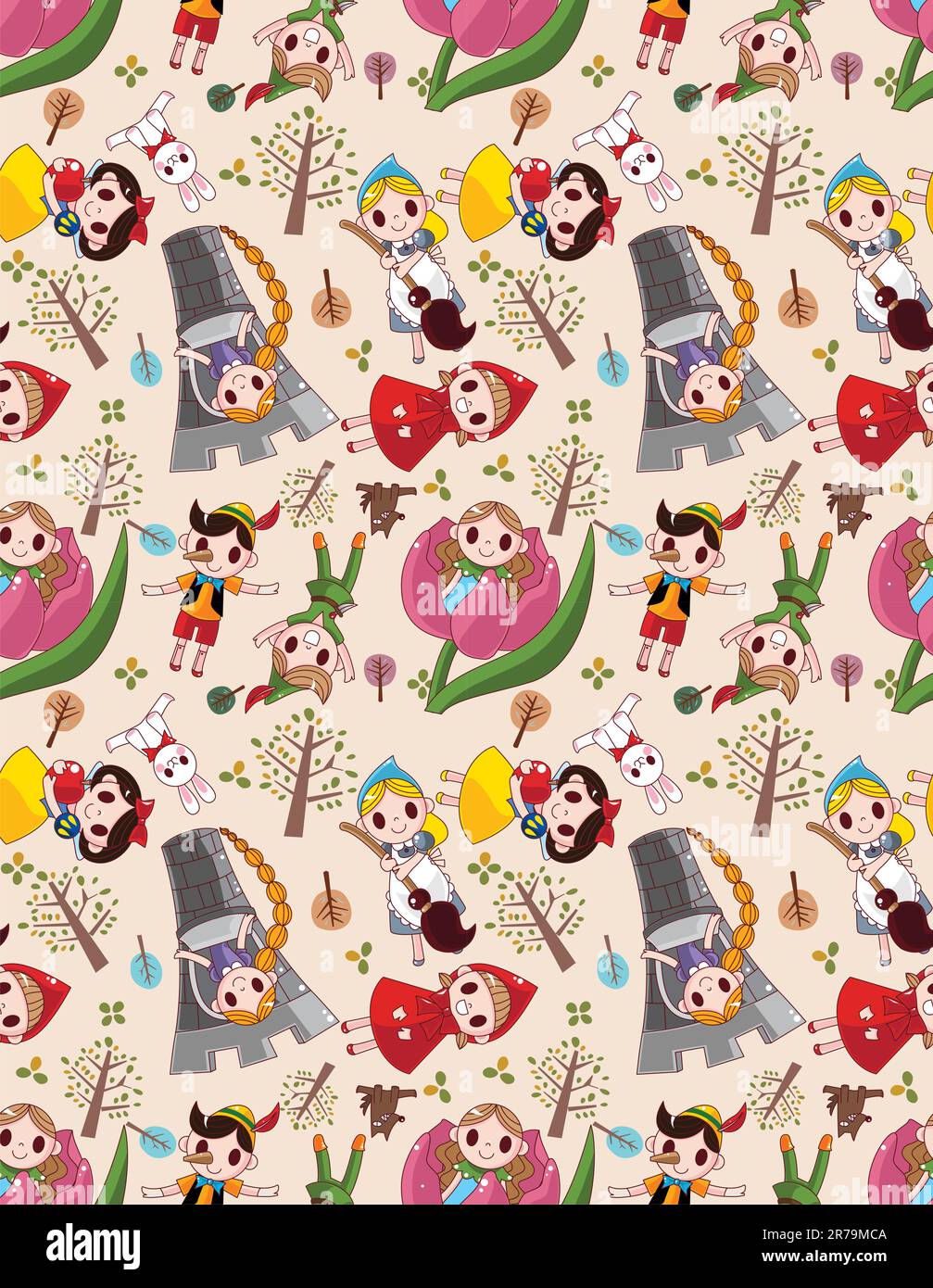 SEAMLESS STORY PEOPLE PATTERN Stock Vector