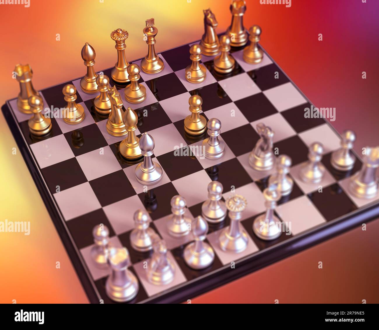 Chess Game 3d Illustration Italian Opening Stock Illustration