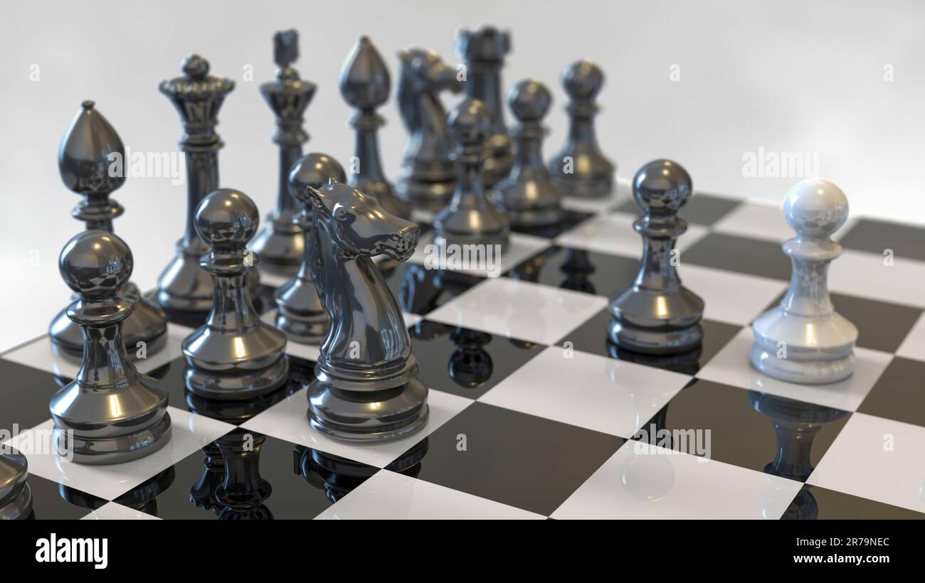 Chess game, 3D illustration. Italian opening, also known as Quiet Game, or Giuoco  Piano Stock Photo - Alamy