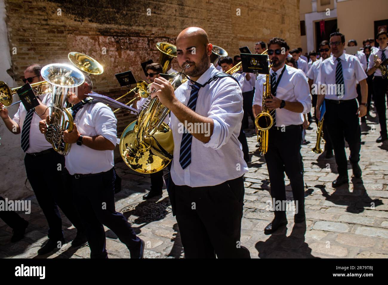 Music band participating at the Corpus Christi procession, an age-old ...