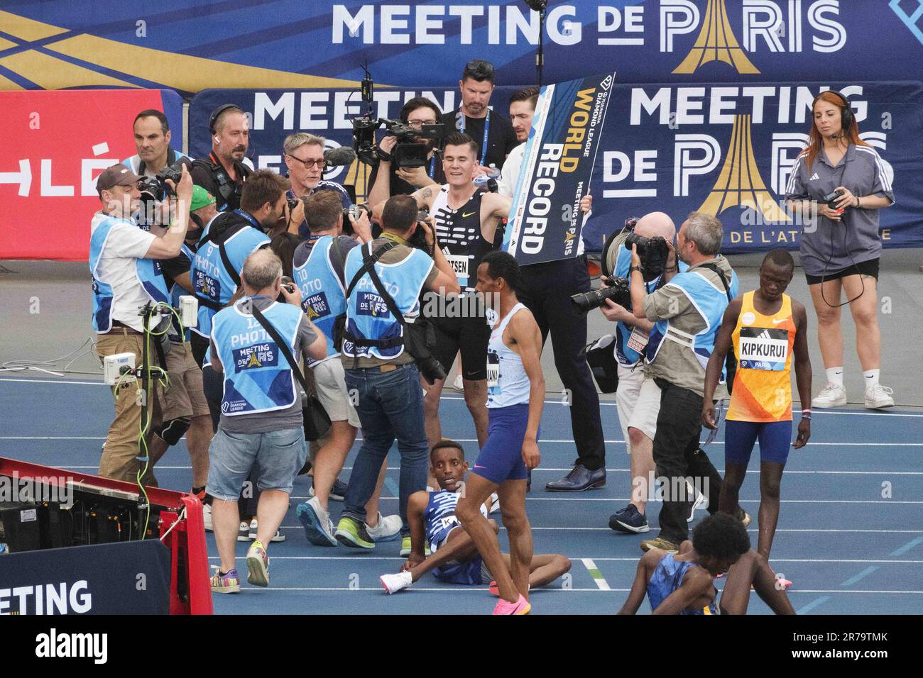 Paris, France. 09th June, 2023. World Record for Jakob Ingebrigtsen, 2