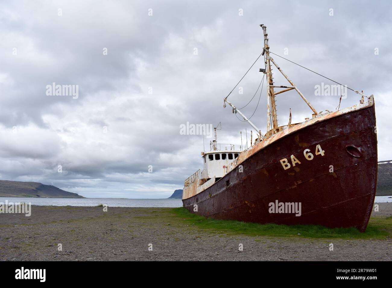 Garoar BA 64 shipwreck, Patreksfjoerour, Vestfiroir, Iceland Stock Photo -  Alamy