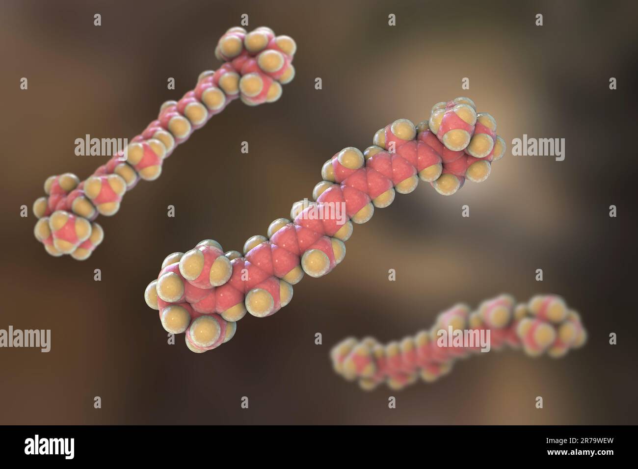 Molecular model of betacarotene pigment, precursor to vitamin A, 3d