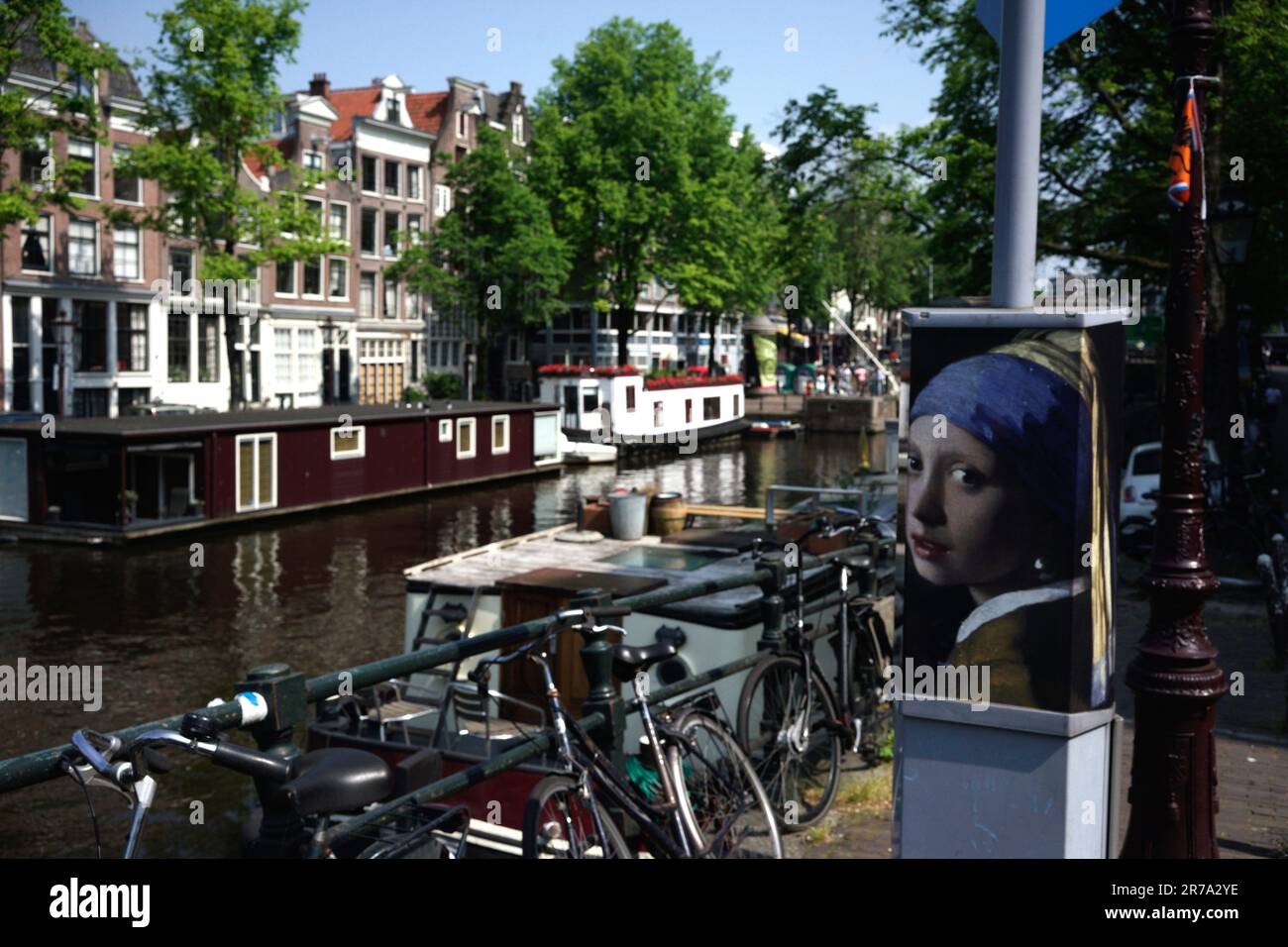 AMSTERDAM NETHERLANDS "GIRL WITH A PEARL EARRING" POSTER IN A STREET