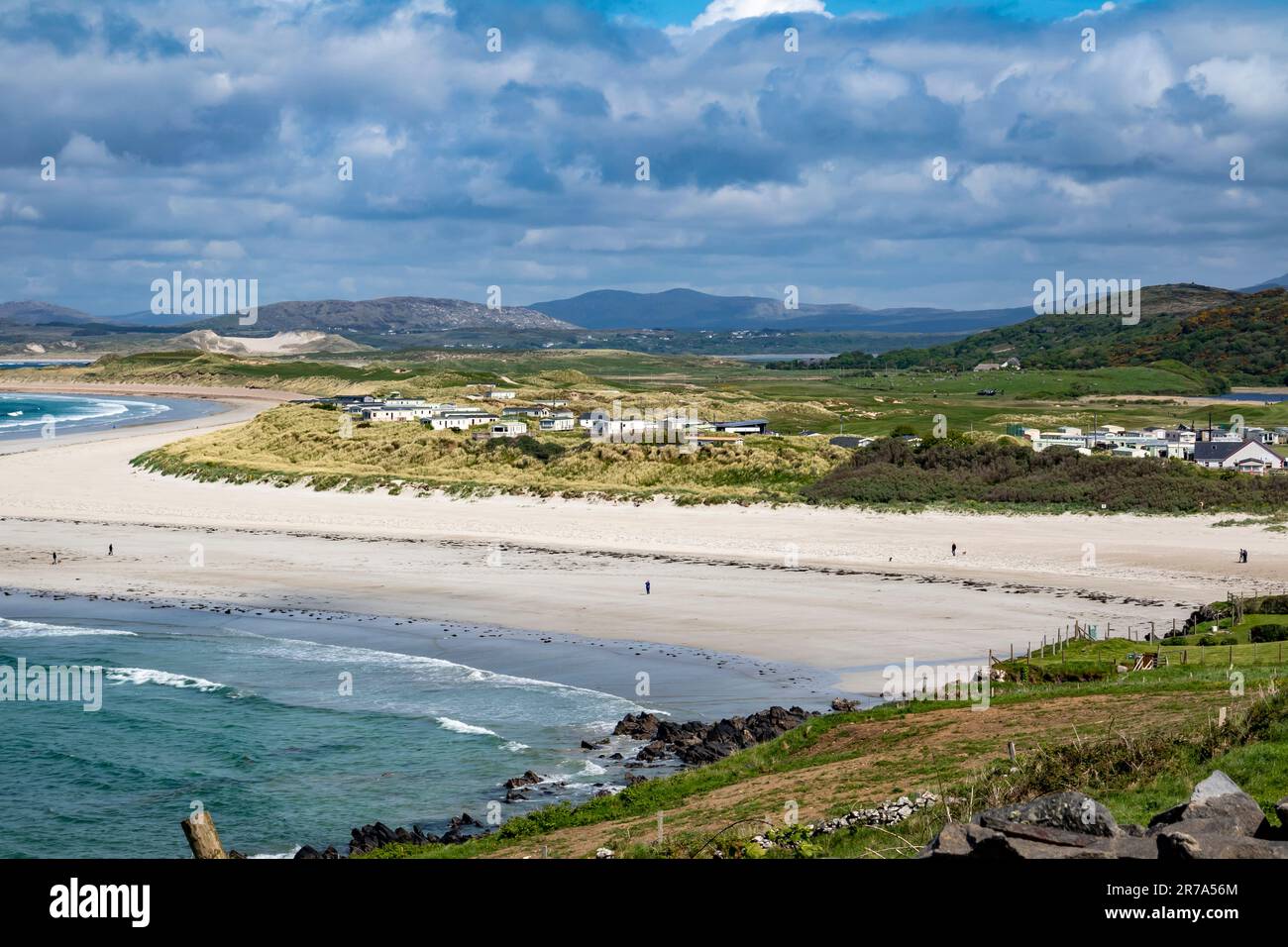 Narin Strand seen from the viewpoint in Portnoo, County Donegal - Ireland Stock Photo