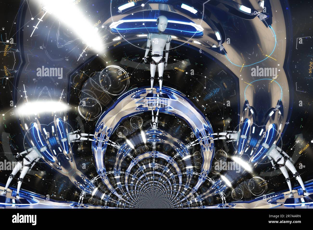 Artistic 3D illustration of a cyborg Stock Photo