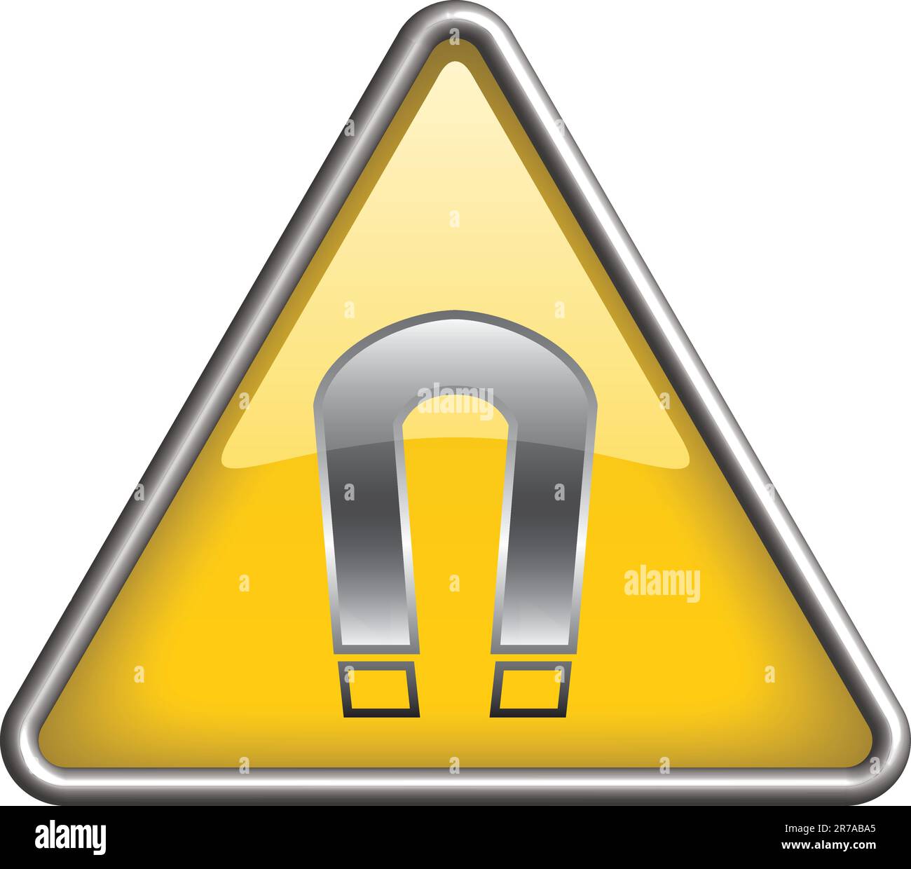 Magnet hazard symbol/ icon in yellow 3D triangle Stock Vector Image