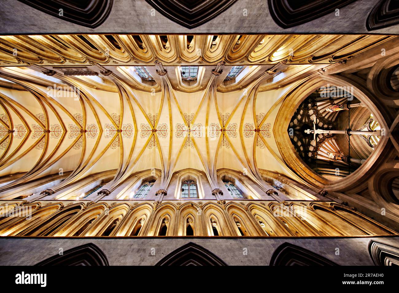 View of the ceiling inside Wells cathedral in Somerset, England, UK Stock Photo