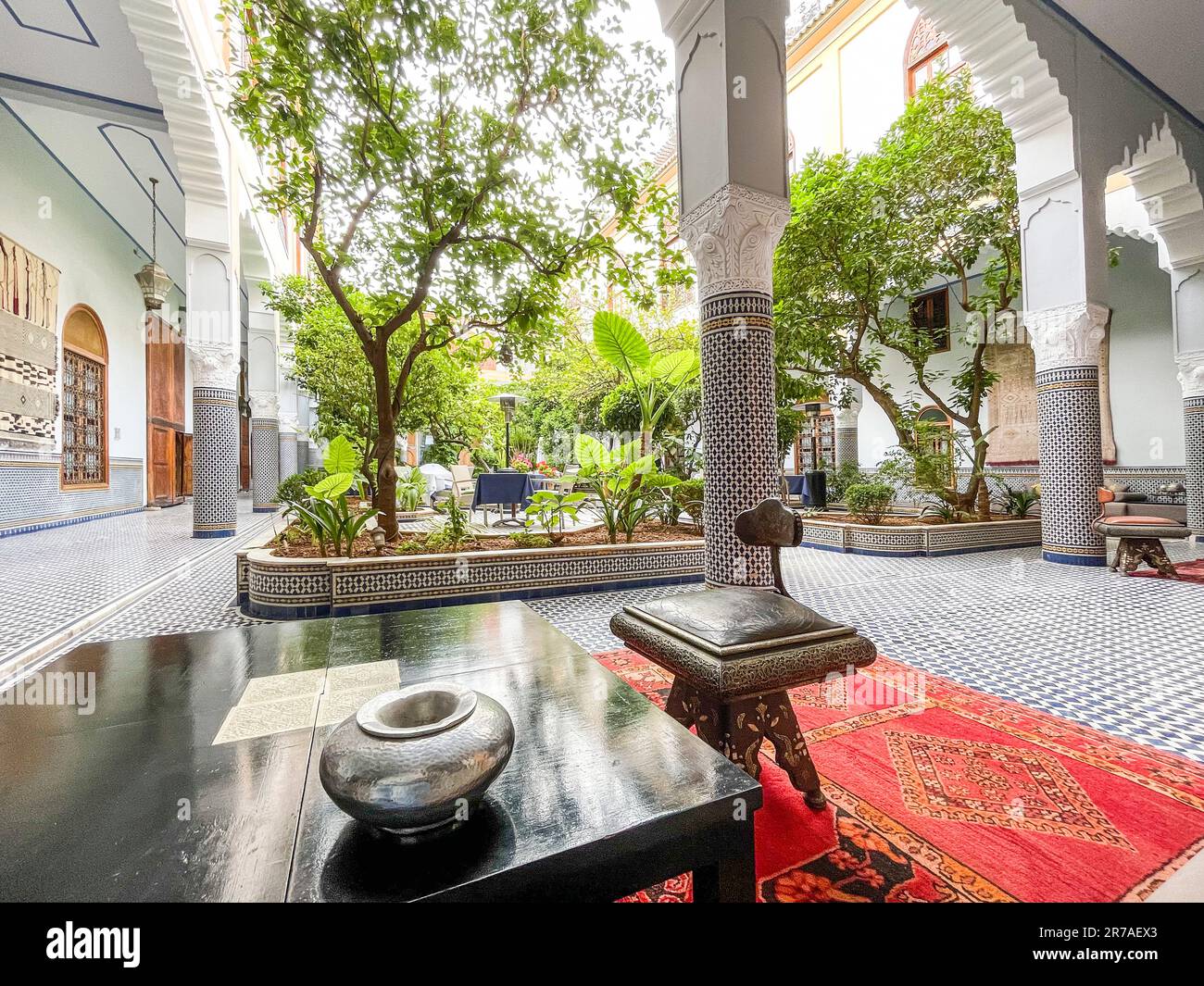 Morocco, Traditional riad in Fes Stock Photo - Alamy