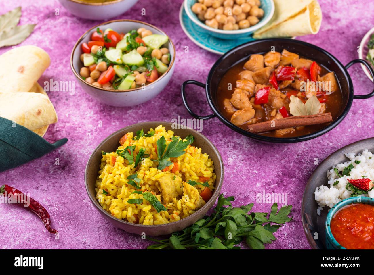 Assorted of traditional Indian food Stock Photo - Alamy