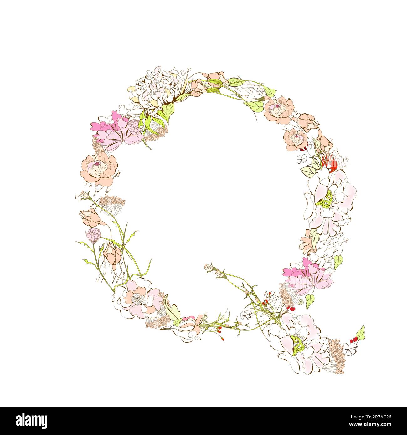 Floral font letter q hi-res stock photography and images - Alamy