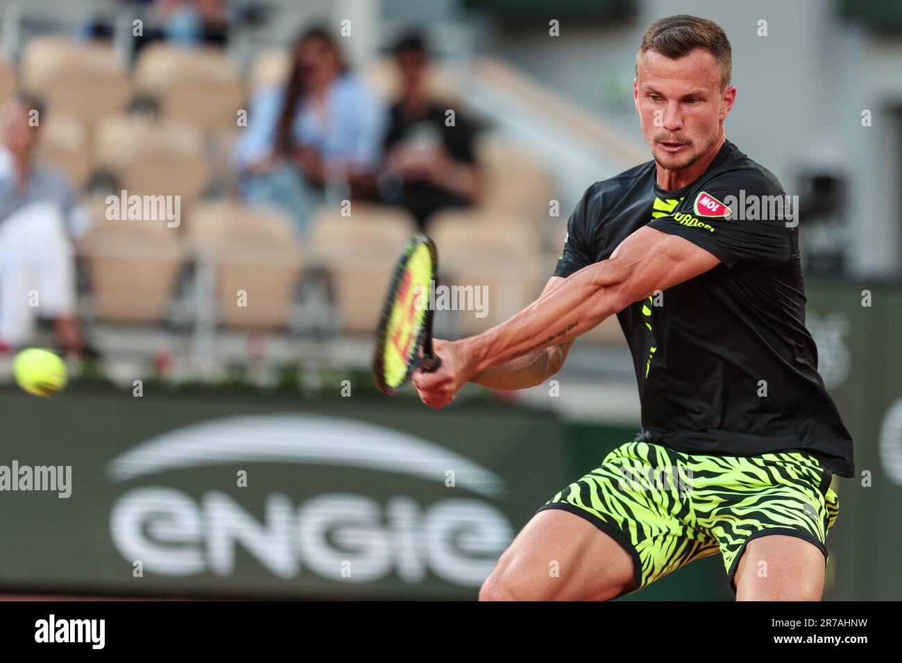 PARIS, FRANCE on 31. MAY 2023; Marton FUCSOVICS of Hungary during the 2023  French Open at Roland Garros on court Philippe Chatrier , in Paris, on May  31 , 2023 in a