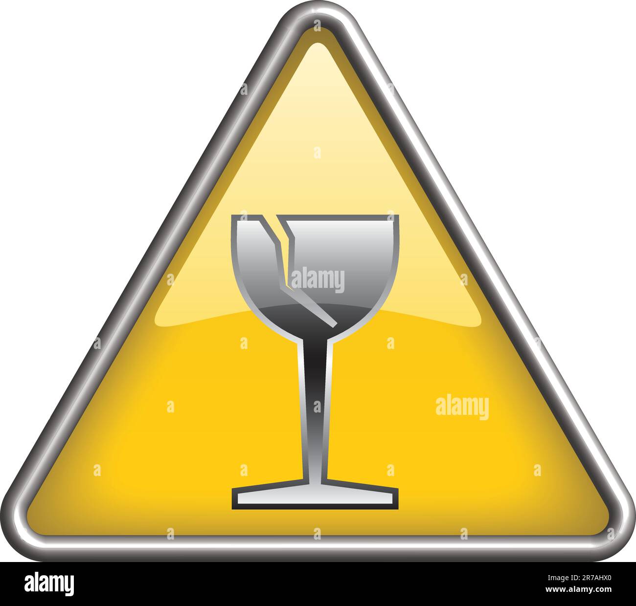 Glass hazard symbol/ icon in yellow 3D triangle Stock Vector Image