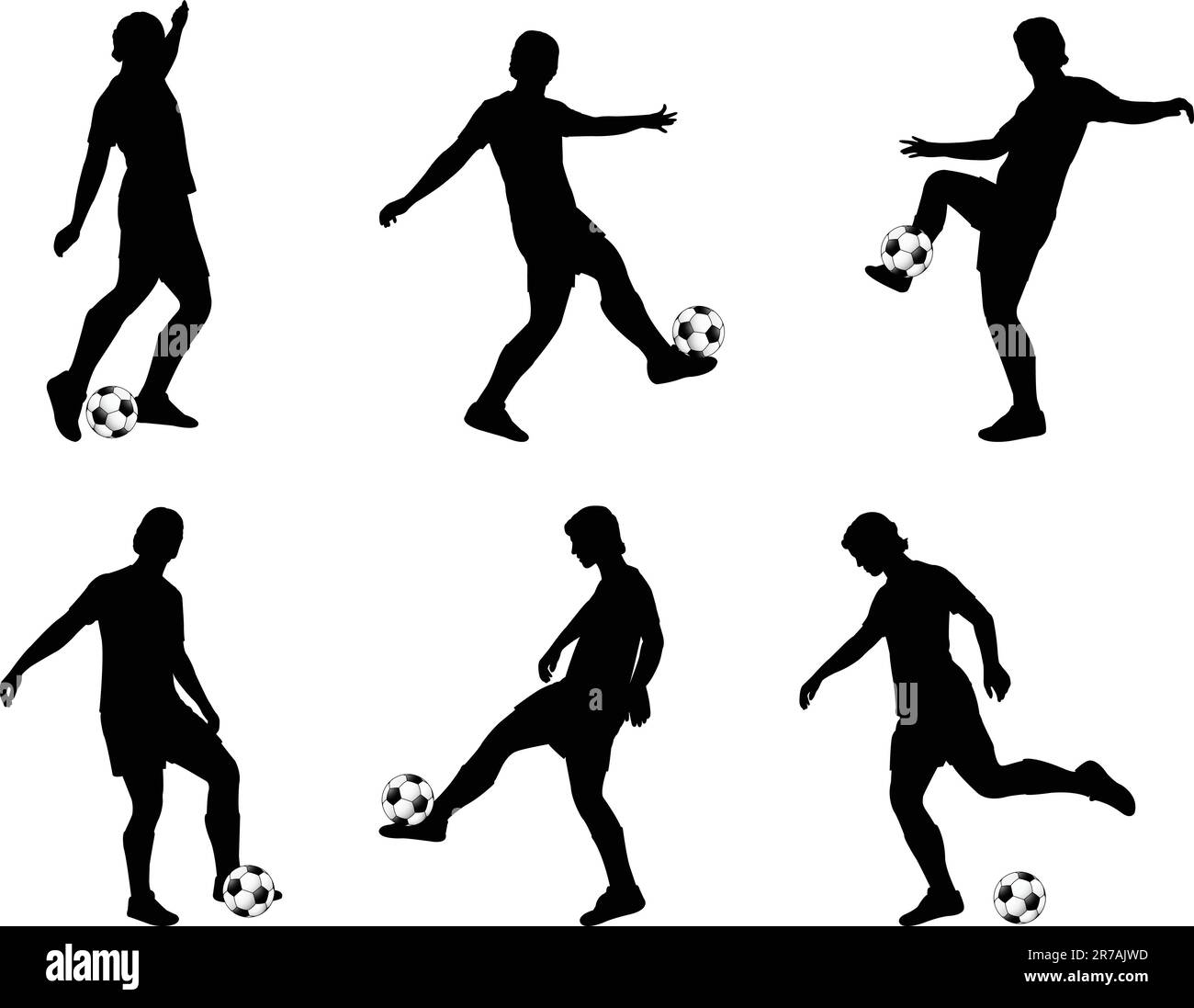 soccer players silhouettes collection vector Stock Vector Image & Art