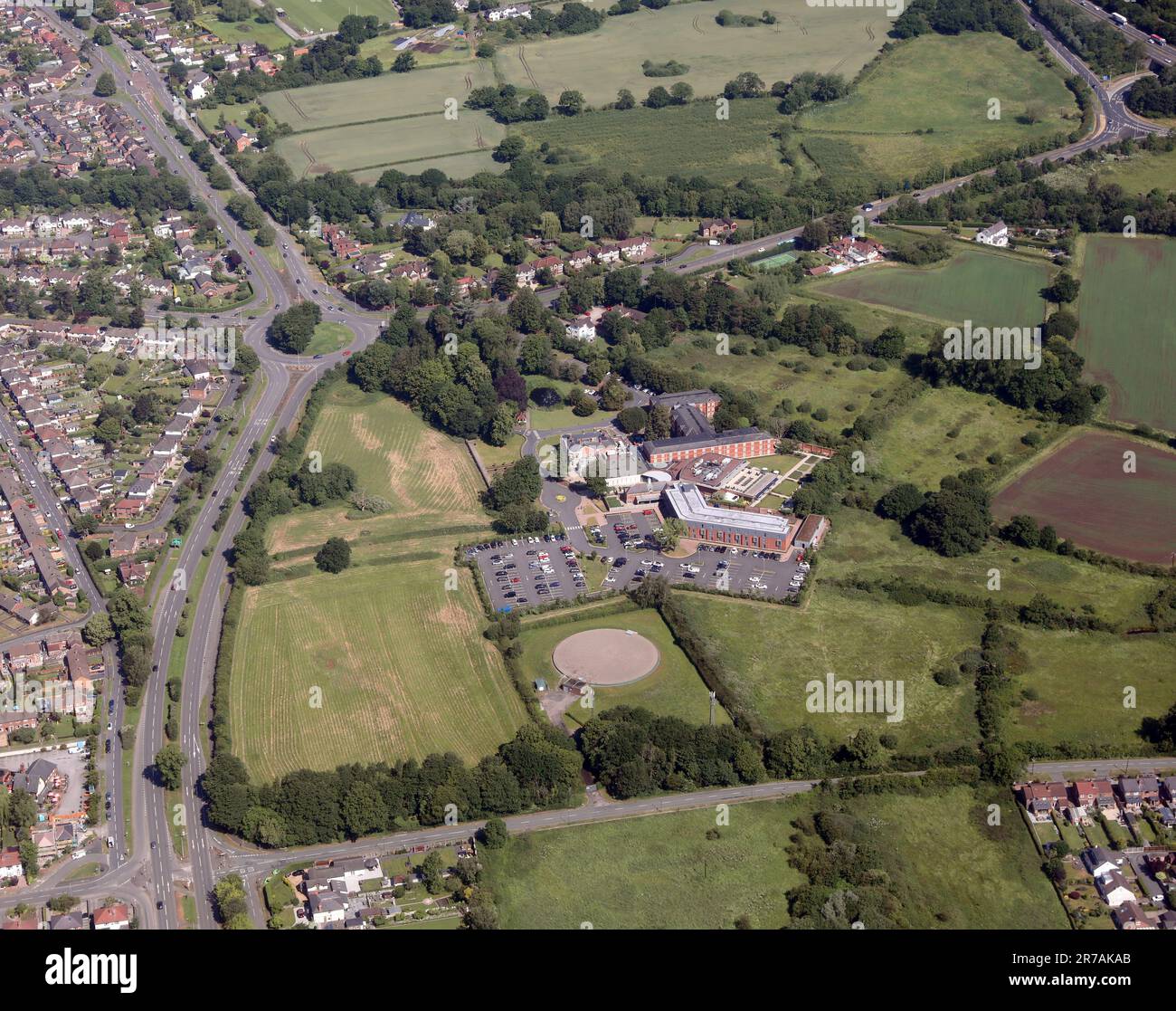 aerial view of the DoubleTree by Hilton Hotel & Spa Chester, Cheshire Stock Photo