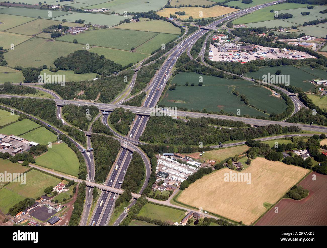 Aerial View Of The M56 M6 Motorways Junction Interchange At Lymm aerial-view-of-the-m56-m6-motorways-junction-interchange-at-lymm