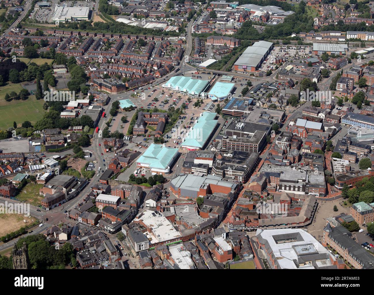 aerial view of Wrexham town centre, Wales, UK Stock Photo Alamy