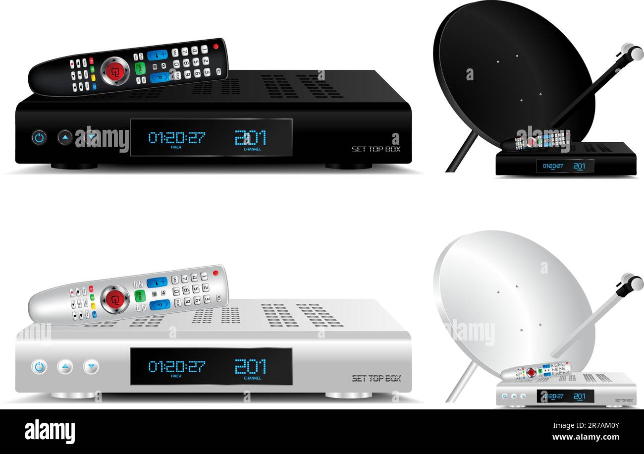 Set top box and dish antenna vector illustration Stock Vector Image & Art Alamy