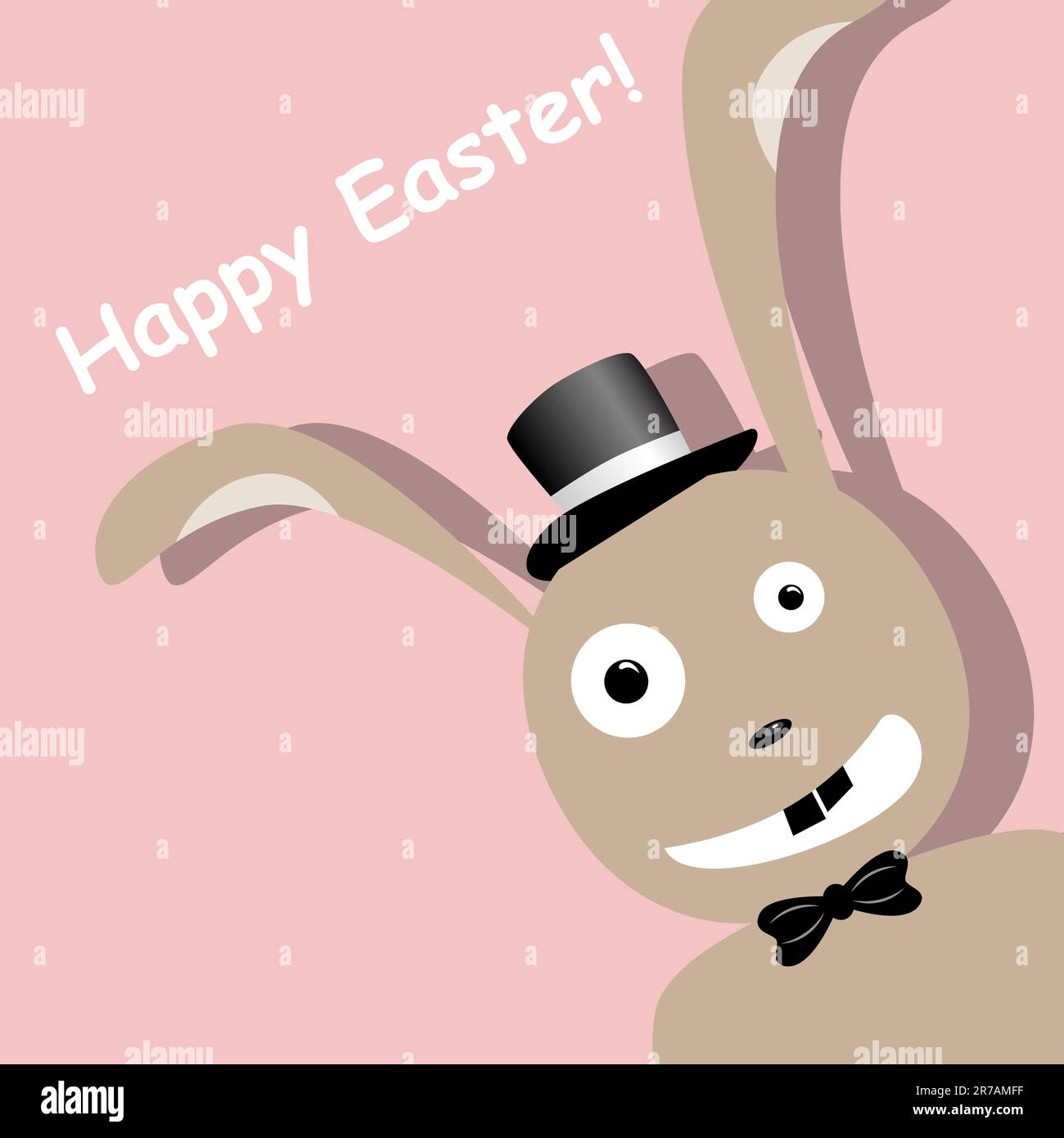 Vector Easter greeting card with rabbit in top hat Stock Vector