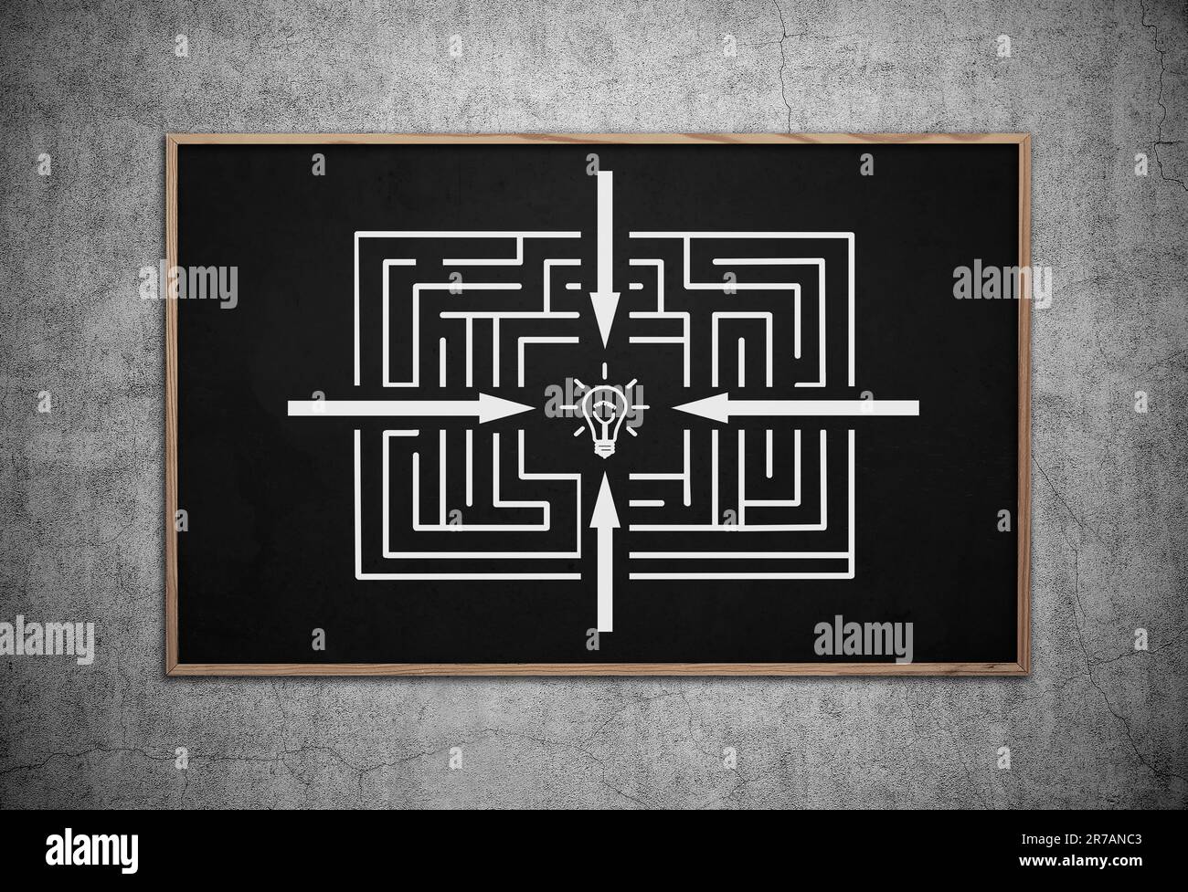 blackboard with drawing way to success concept. concrete wall Stock