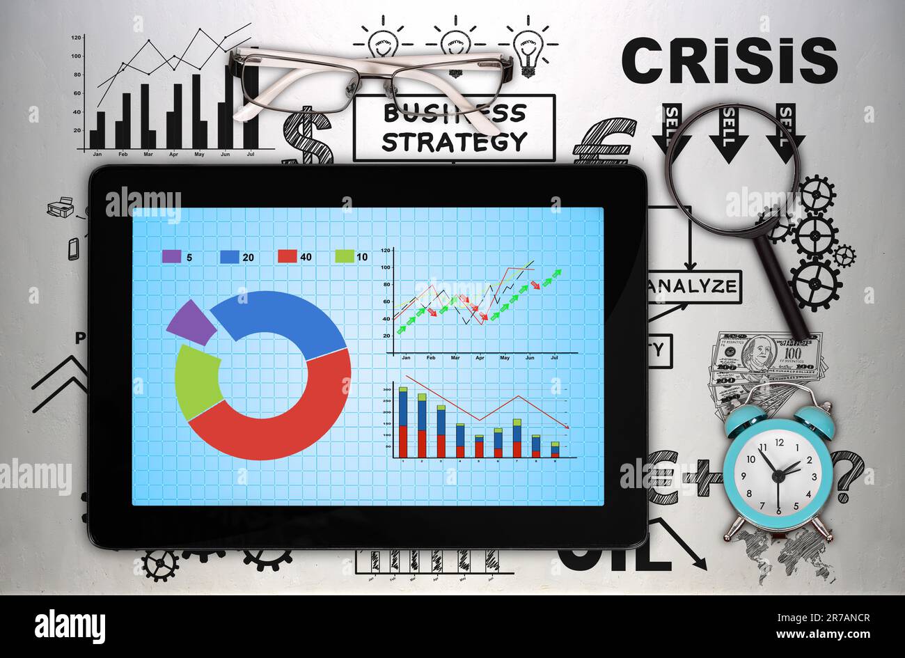 digital tablet with stock chart on screen Stock Photo - Alamy