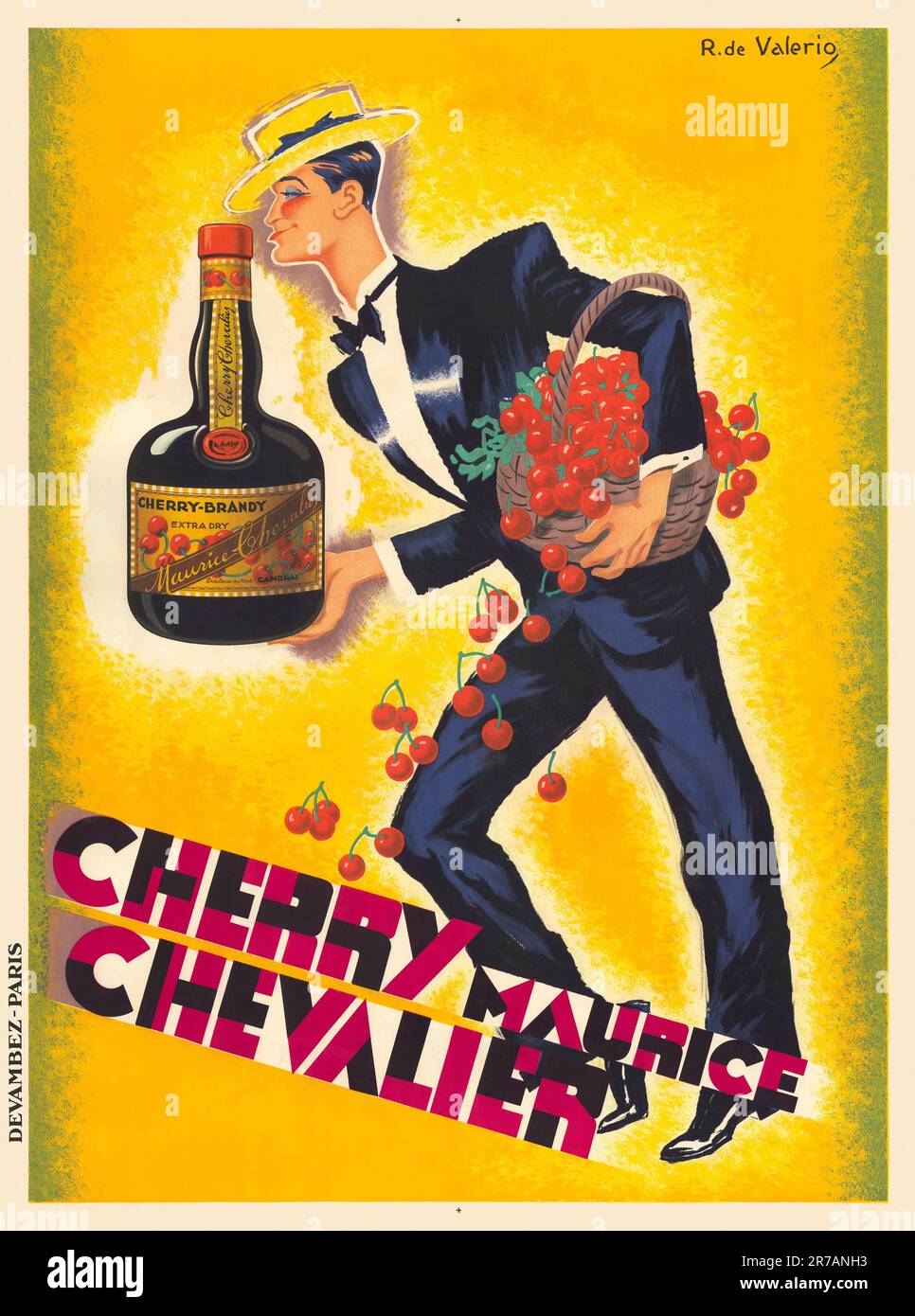 Cherry Maurice Chevalier by Roger de Valerio (1886-1951). Poster published in 1930 in France. Stock Photo