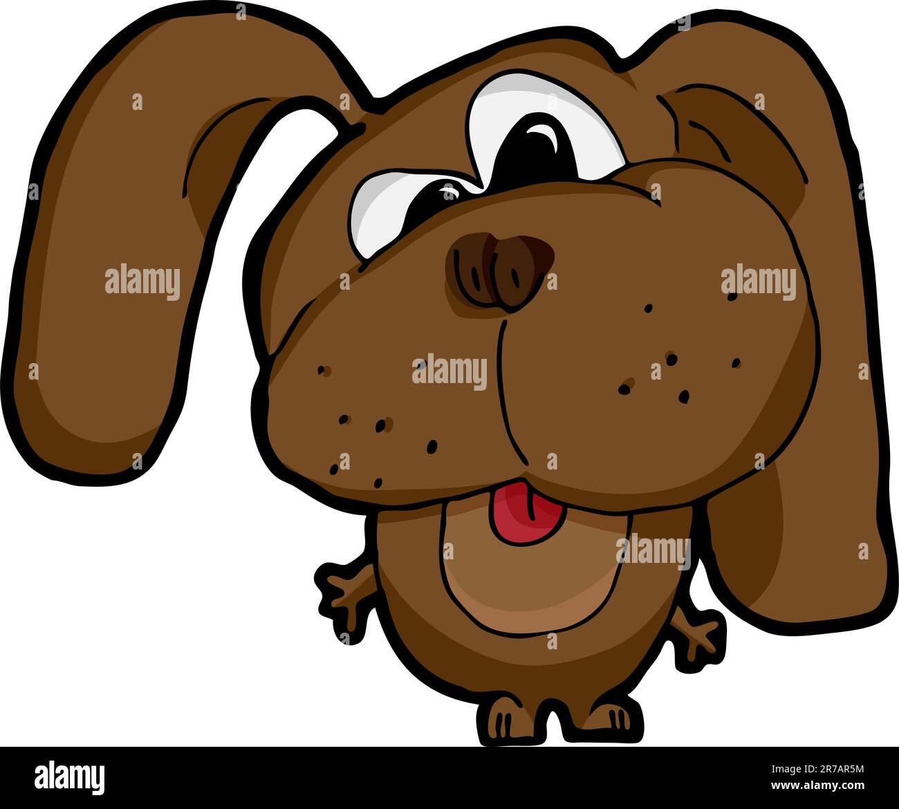 Cartoon of a cross-eyed silly dog on white background Stock Vector