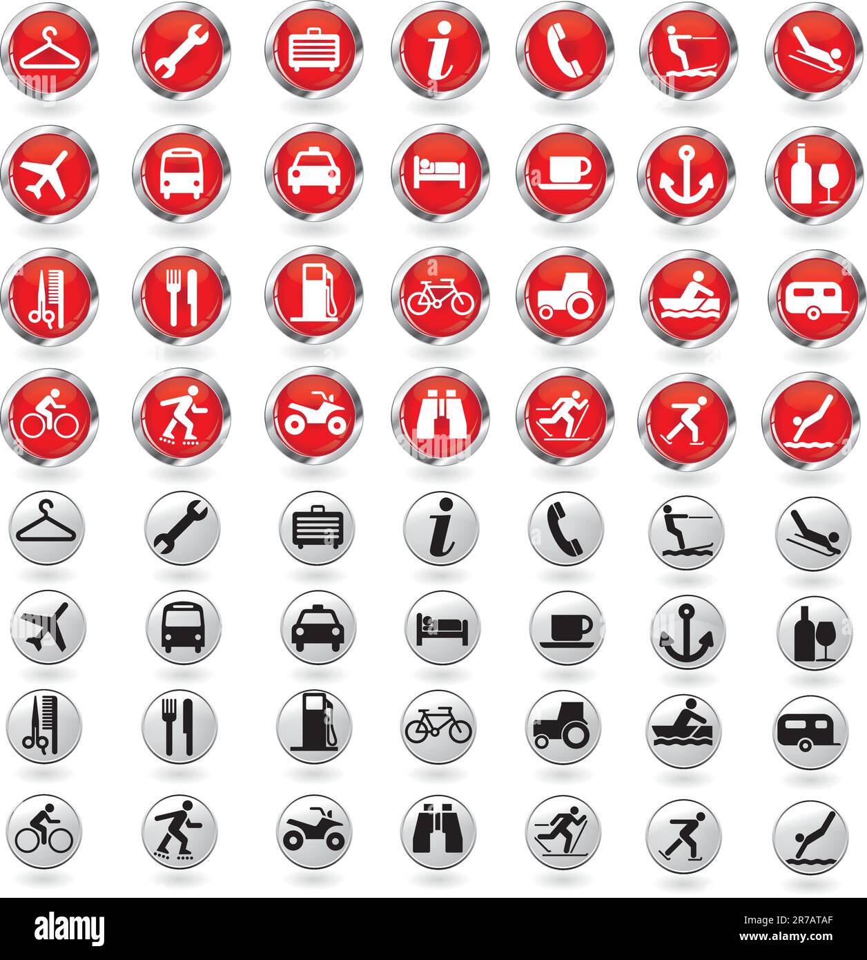 Travel buttons on white background Stock Vector