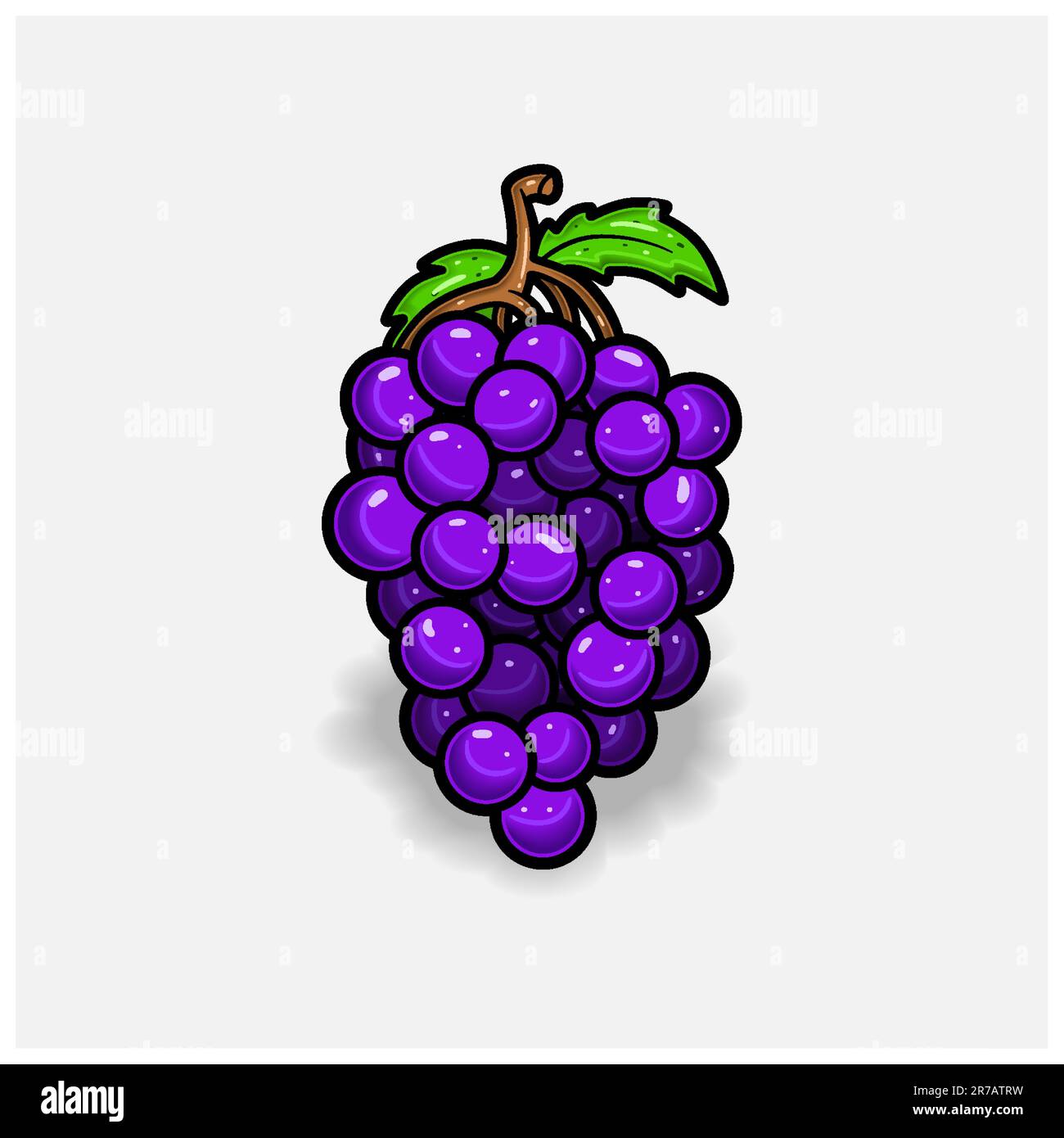 Grape Fruit Cartoon With Simple Gradient and Details. Vector and