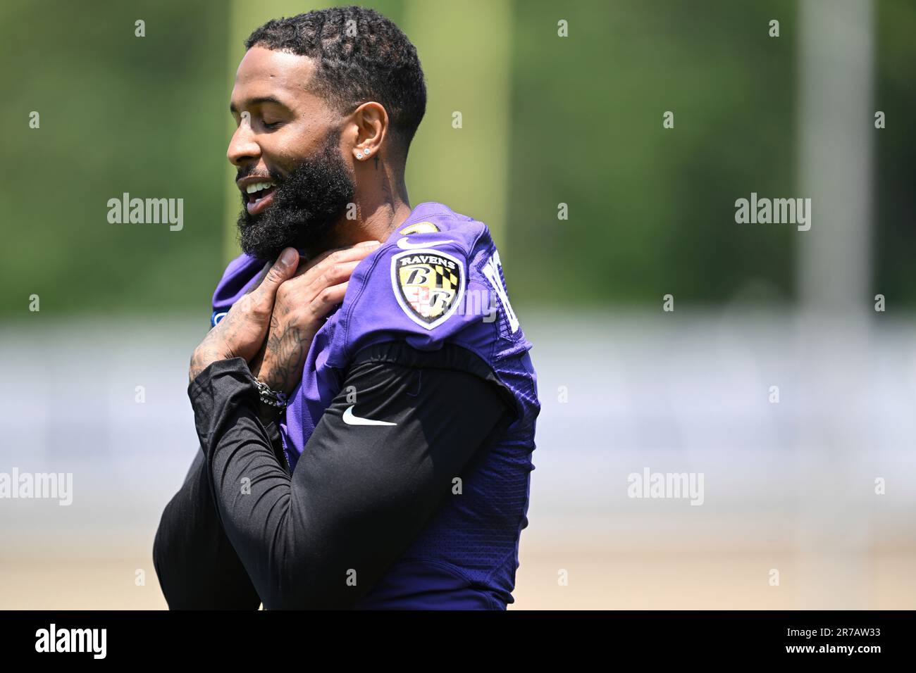 Footballs and equipment are seen at the Baltimore Ravens NFL football  training camp, Saturday, July 29, 2023, in Baltimore. (AP Photo/Nick Wass  Stock Photo - Alamy