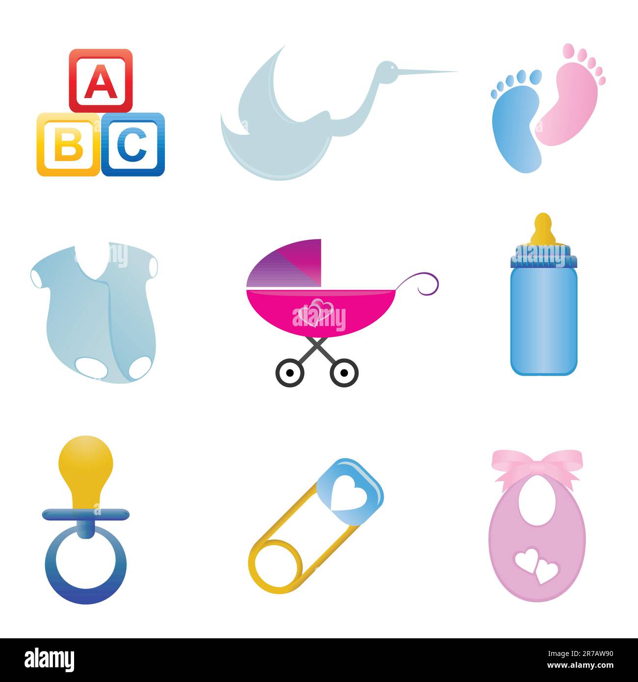 Baby related items in icon set Stock Vector