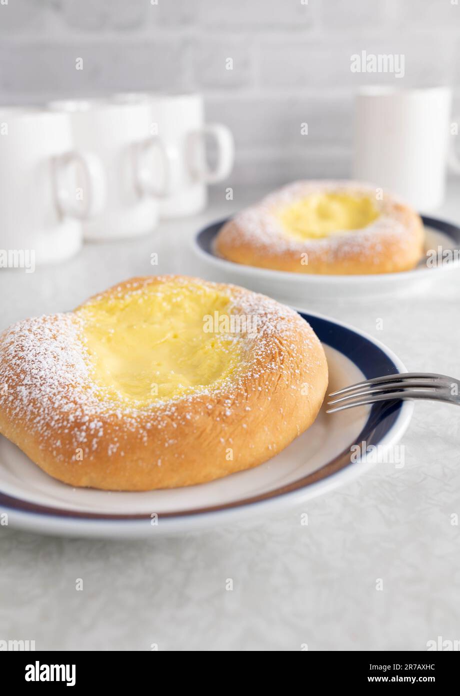 Pastry with pudding filling Stock Photo