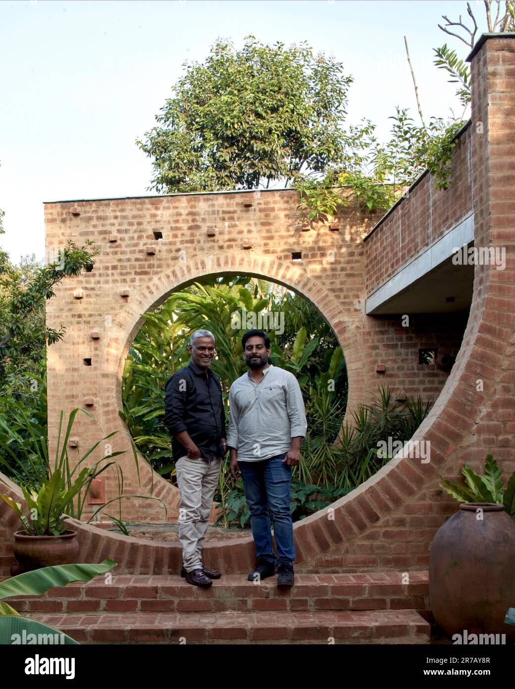 Portrait of Avinash Ankalge and client. Subteranian Ruins, Kaggalipura ...
