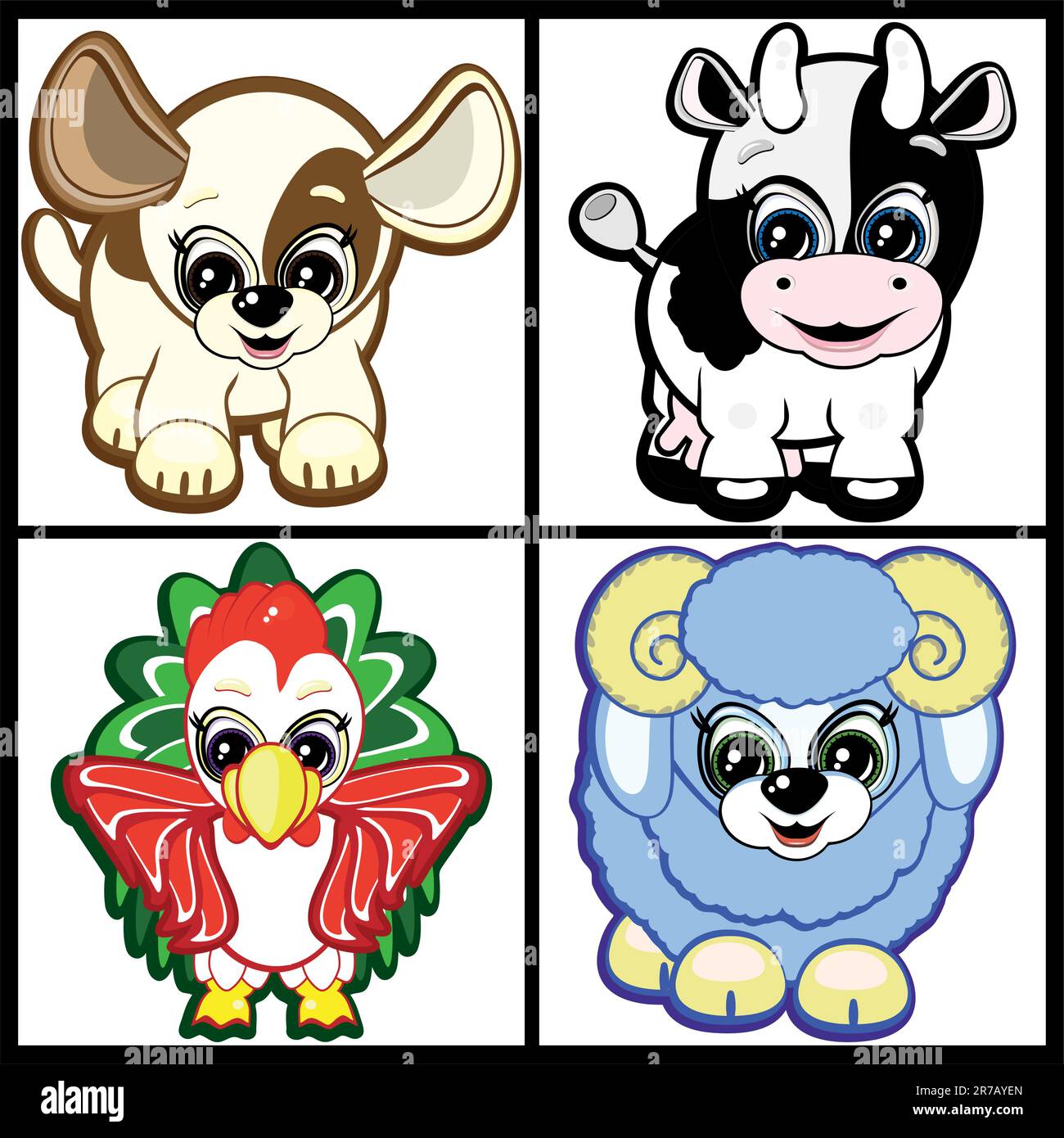Set of Little Animals - Farm. Vector Stock Vector Image & Art - Alamy