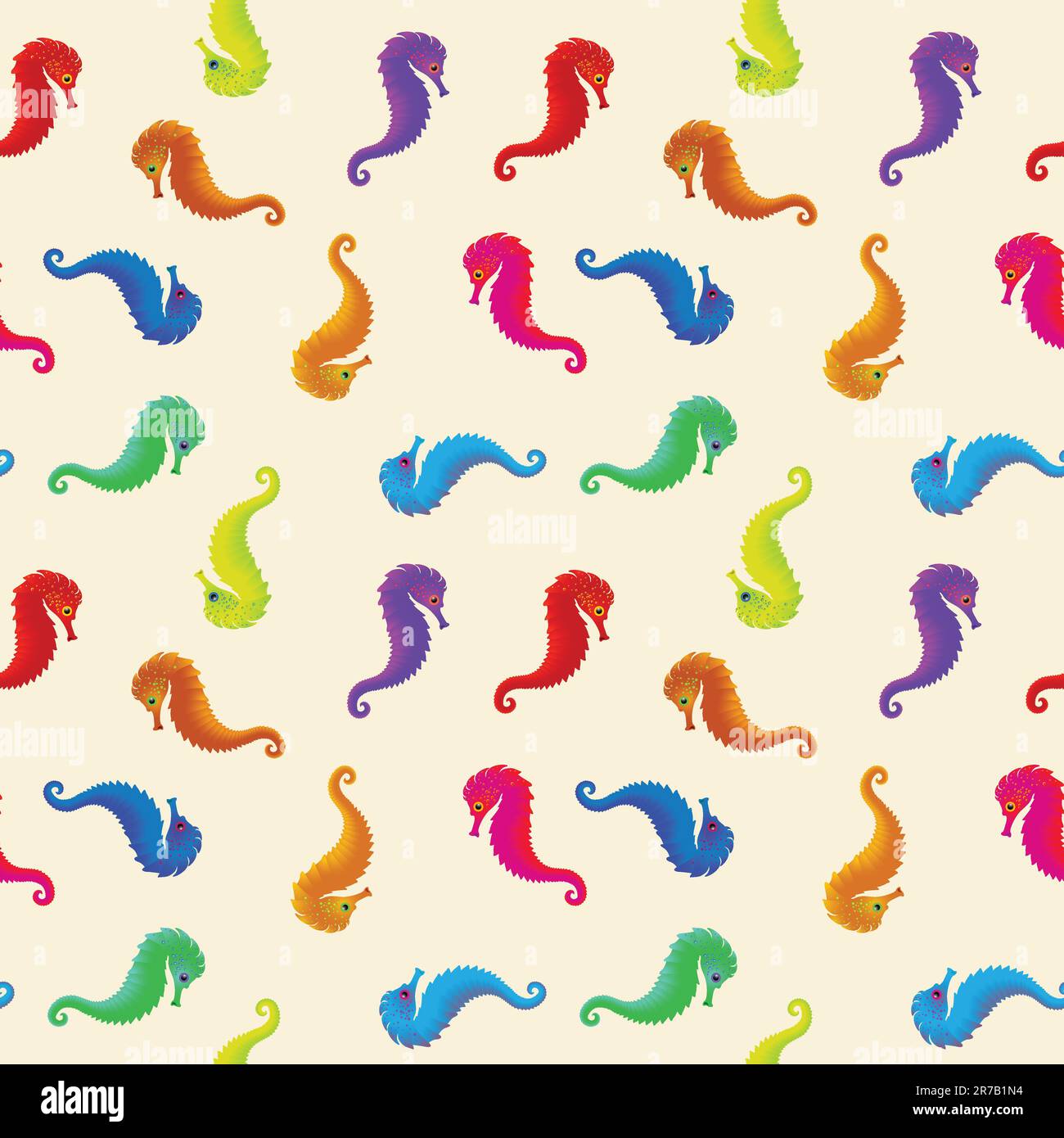 sea horses seamless pattern, abstract texture; vector art illustration Stock Vector