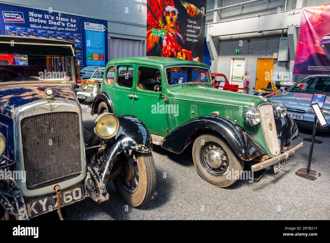 Cars on show at the Great British Car Journey a museum and tourist attraction in Ambergate