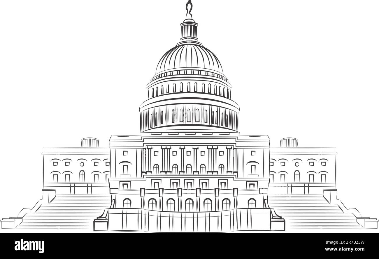 Capitol hill outline vector illustration Stock Vector