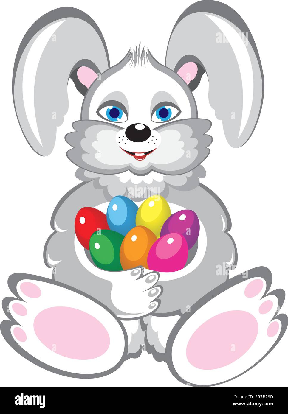 Bunny With Easter Eggs. Illustration on white background Stock Vector ...