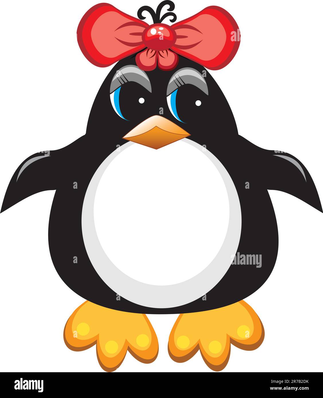 Penguin cartoon bird. Girl. Illustration on white Stock Vector
