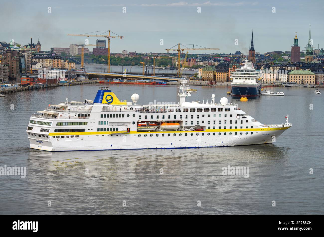 The German Plantours cruise ship Hamburg arriving in Stockholm, Sweden. Stock Photo