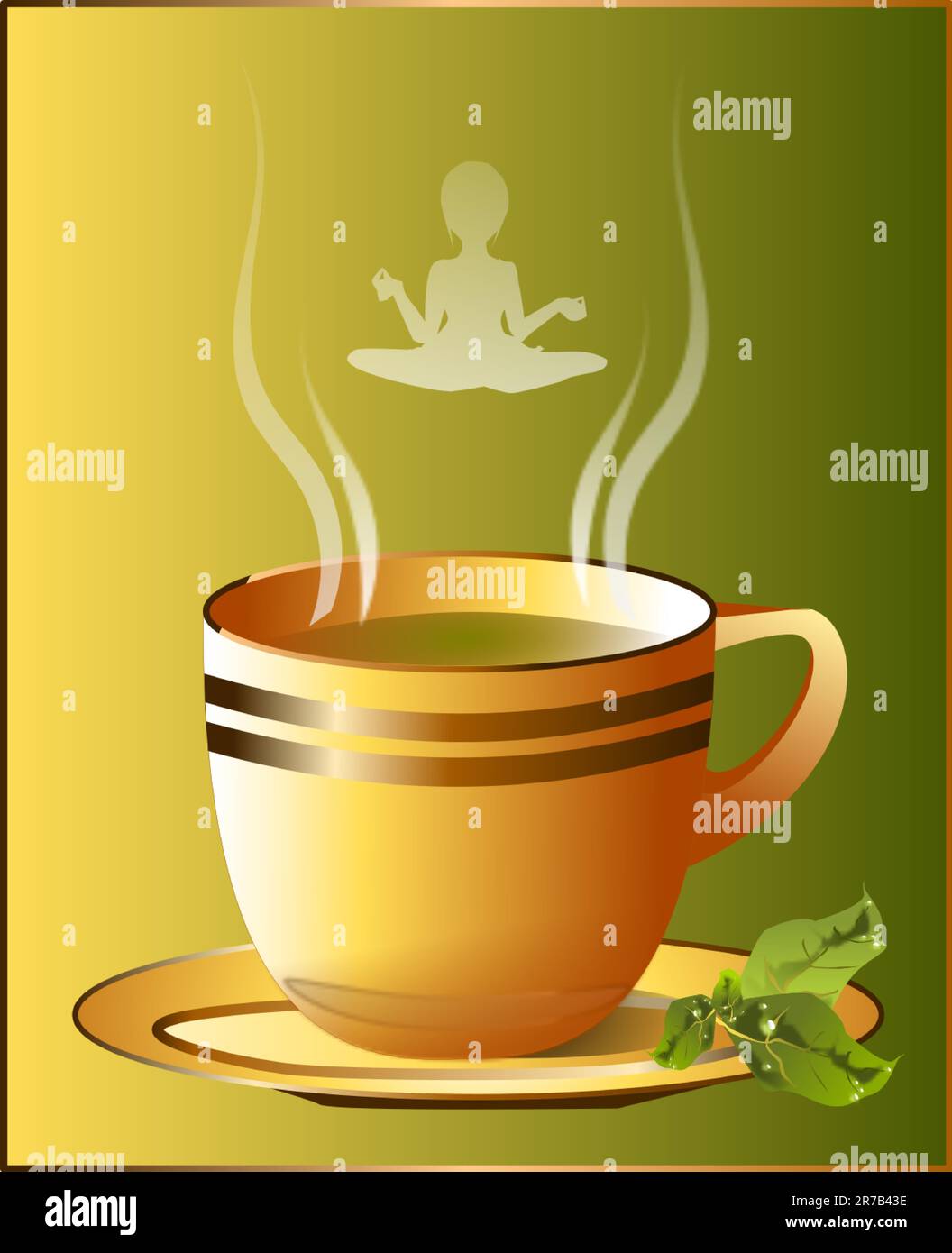 illustration of a cup of hot green tea Stock Vector Image & Art - Alamy